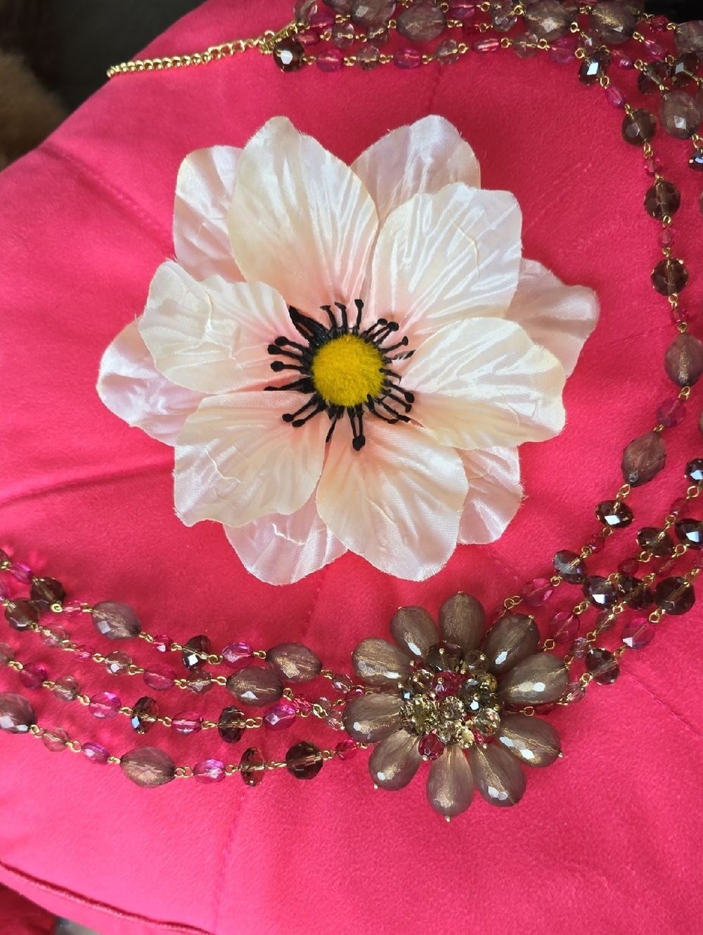 Loulou de La Falaise Stunning Vintage Floral Statement Necklace w/ Flower Accent